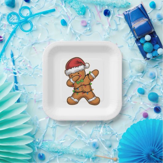 Dabbing Gingerbread Tree Light Kerstmis Papieren Bordje (Feest)
