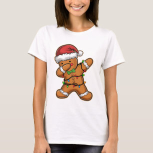 Dabbing Gingerbread Tree Light Kerstmis T-shirt