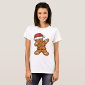 Dabbing Gingerbread Tree Light Kerstmis T-shirt (Voorkant volledig)
