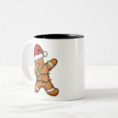 Dabbing Gingerbread Tree Light Kerstmis Tweekleurige Koffiemok (Voorkant links)