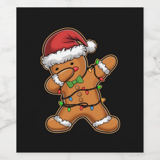 Dabbing Gingerbread Tree Light Kerstmis Wijn Etiket (Enkel label)
