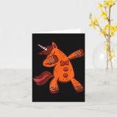 Dabbing Gingerbread Unicorn Cookie Christmas  Kaart (Gele Bloem)