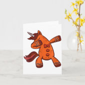 Dabbing Gingerbread Unicorn Cookie Christmas  Kaart (Gele Bloem)