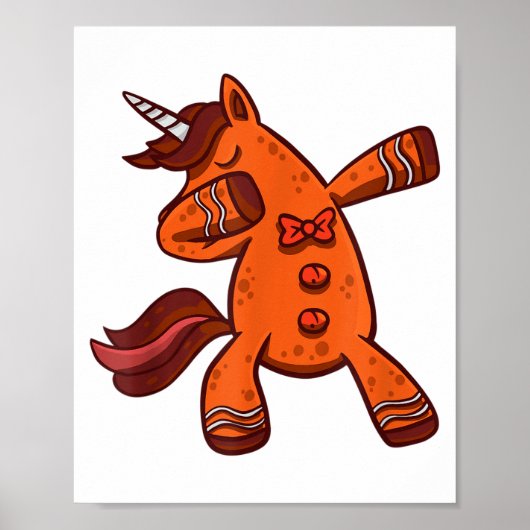 Dabbing Gingerbread Unicorn Cookie Christmas  Poster (Voorkant)