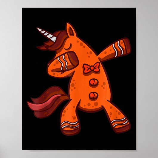 Dabbing Gingerbread Unicorn Cookie Christmas  Poster (Voorkant)