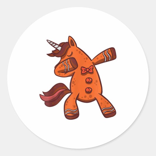 Dabbing Gingerbread Unicorn Cookie Christmas  Ronde Sticker (Voorkant)