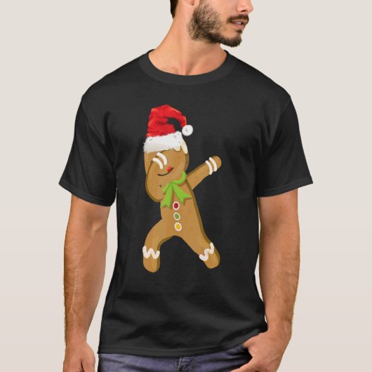 Dabbing Gingerbrood kerstpajama Santa Hat Kind T-shirt (Voorkant)