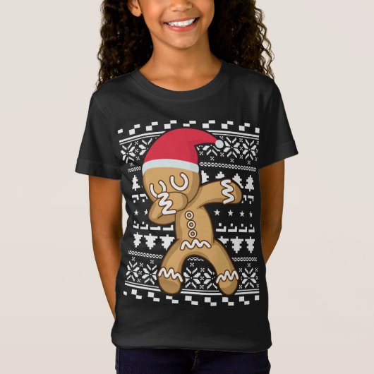 Dabbing Gingerbrood Man Ugly KerstSweater T-shirt (Voorkant)