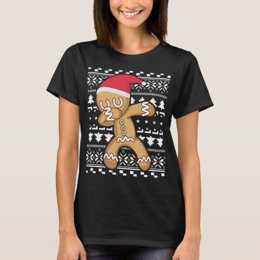 Dabbing Gingerbrood Man Ugly KerstSweater T-shirt (Voorkant)