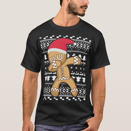 Dabbing Gingerbrood Man Ugly KerstSweater T-shirt (Voorkant)