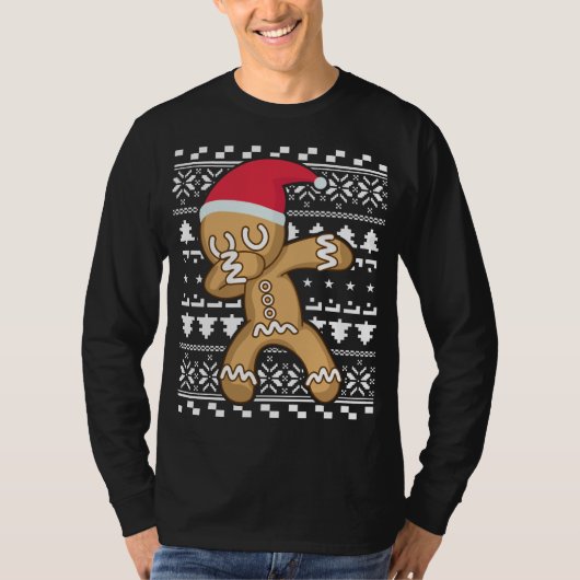 Dabbing Gingerbrood Man Ugly KerstSweater T-shirt (Voorkant)