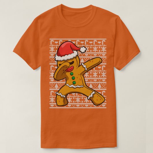 Dabbing Gingerbrood Man Ugly KerstSweater T-shirt (Design voorkant)