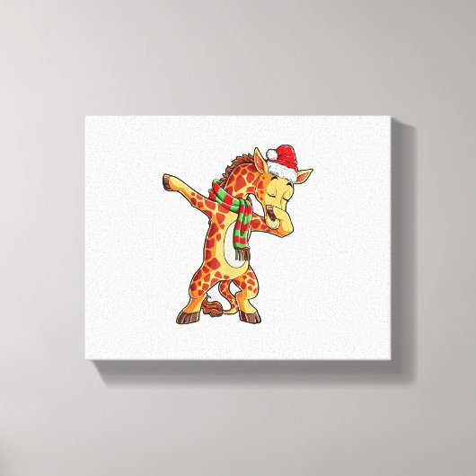 Dabbing Giraffe Kerstman T-shirt Kerst Kinderen Jo Canvas Afdruk (Voorkant)