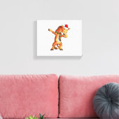 Dabbing Giraffe Kerstman T-shirt Kerst Kinderen Jo Canvas Afdruk (Insitu (Woonkamer))