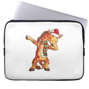 Dabbing Giraffe Santa T Shirt Kerst Kinder Jongens Laptop Sleeve