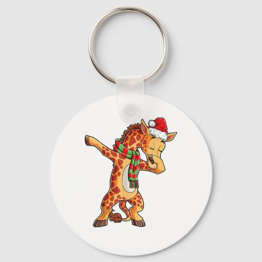 Dabbing Giraffe Santa T Shirt Kerst Kinder Jongens Sleutelhanger (Voorkant)