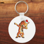 Dabbing Giraffe Santa T Shirt Kerst Kinder Jongens Sleutelhanger (Voorkant)
