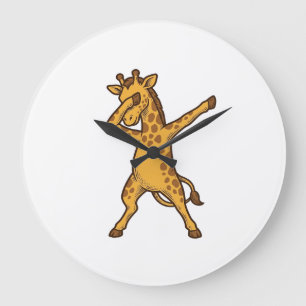 Dabbing Giraffe Vintage Gravure T-Shirt Ontwerp_1 Grote Klok