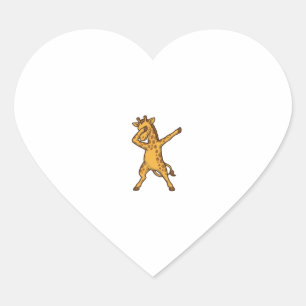 Dabbing Giraffe Vintage Gravure T-Shirt Ontwerp_1 Hart Sticker