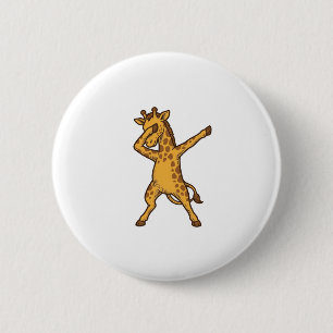 Dabbing Giraffe Vintage Gravure T-Shirt Ontwerp_1 Ronde Button 5,7 Cm