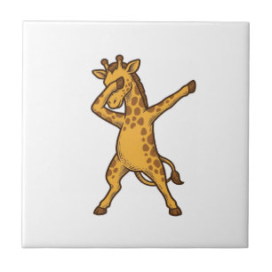 Dabbing Giraffe Vintage Gravure T-Shirt Ontwerp_1 Tegeltje