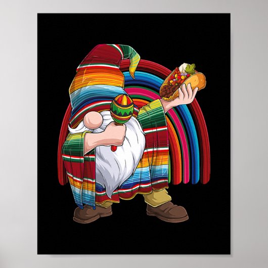 Dabbing Gnome Cinco de Mayo Fiesta Rainbow Taco Poster (Voorkant)