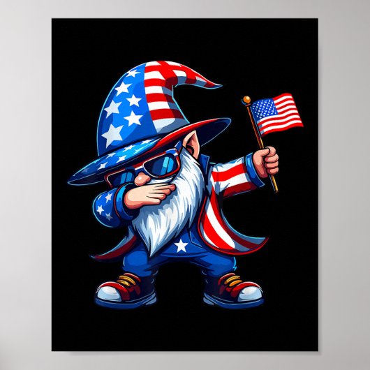 Dabbing Gnomes 4 juli, Memorial Day Amerikaans Poster (Voorkant)