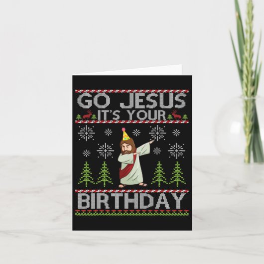 Dabbing Go Jesus Het is je Birthday Merry Christma Kaart (Voorkant)