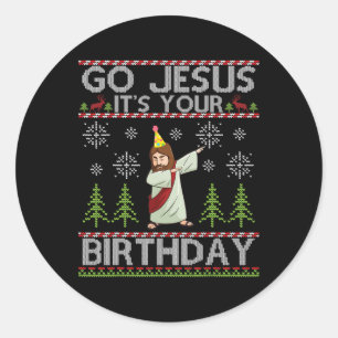 Dabbing Go Jesus Het is je Birthday Merry Christma Ronde Sticker