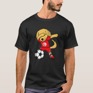 Dabbing Golden Retriever Tunesië Soccer Fans Jerse T-shirt