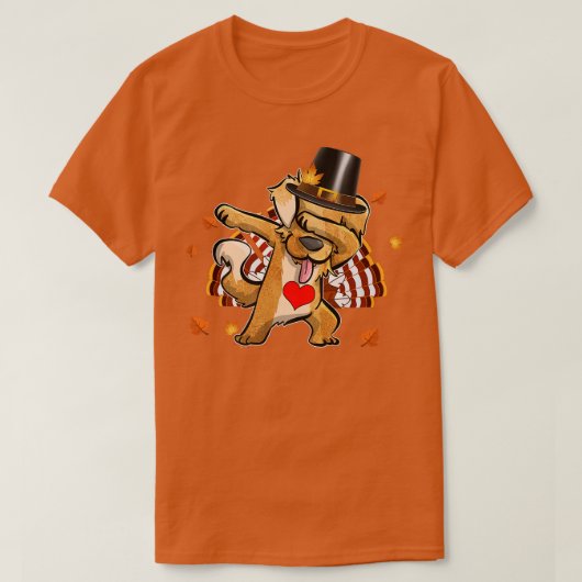 Dabbing Golden Thanksgiving Day Dog Pilgrim Boys K T-shirt (Design voorkant)