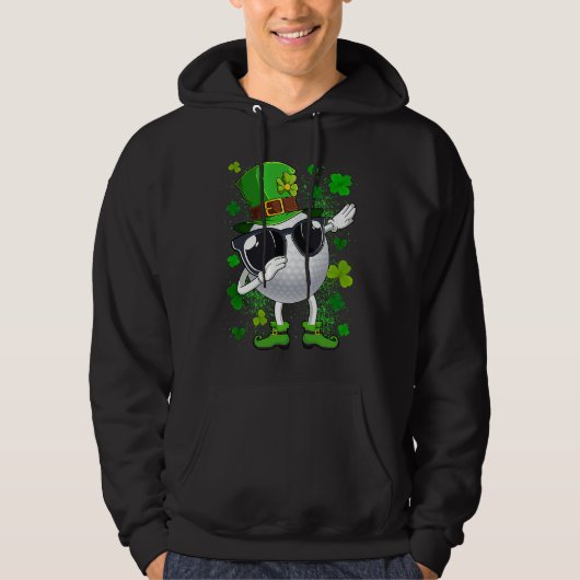 Dabbing Golf Ball Leprechaun Saint Patrick's Day M Hoodie (Voorkant)
