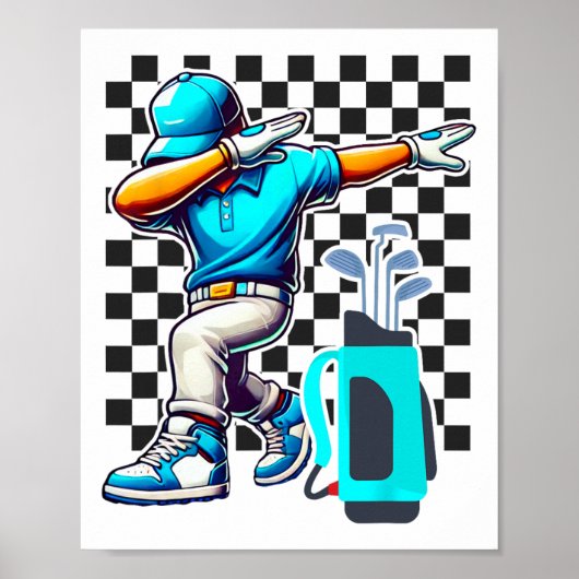Dabbing Golf Player Golfer Golfing Funny Boys Mann Poster (Voorkant)