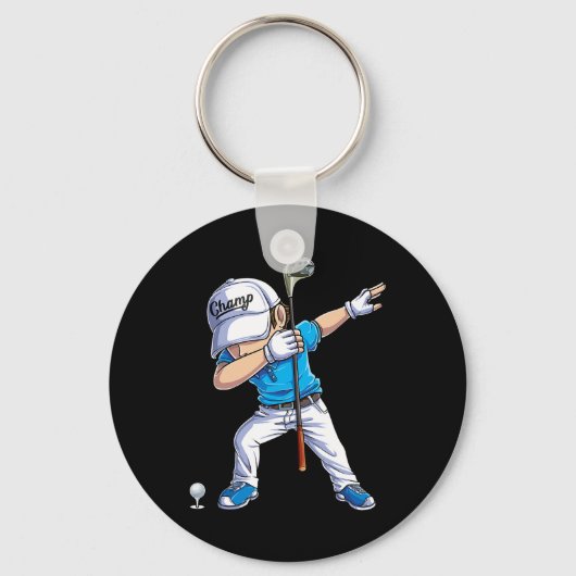 Dabbing Golf Speler Golfer Golfen Grappige Kindere Sleutelhanger (Voorkant)