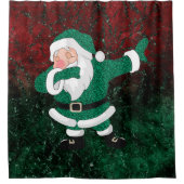 Dabbing Green Santa Claus | Fun Holiday XMAS Humor Douchegordijn (Voorkant)