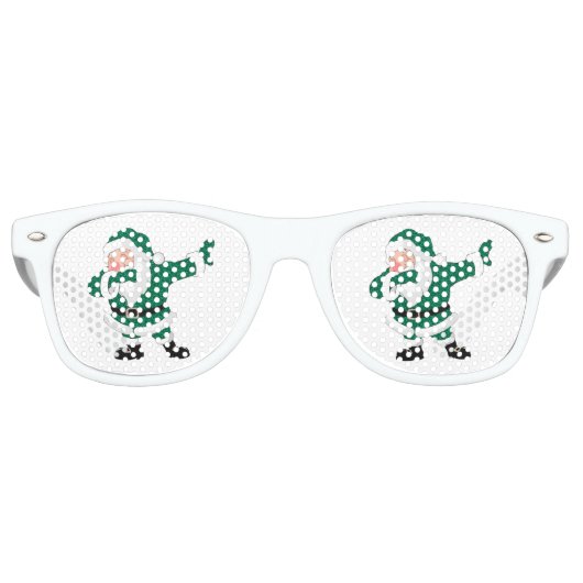 Dabbing Green Santa Claus | Fun Holiday XMAS Humor Retro Zonnebril (Voorkant)