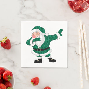 Dabbing Green Santa Claus   Fun Holiday XMAS Humor Servet