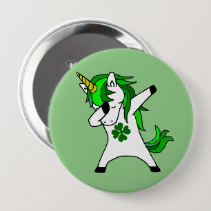 Dabbing Green Unicorn St. Patrick's day Clover Ronde Button 4,0 Cm