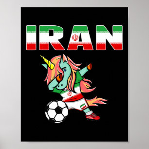 Dabbing Groene Eenhoorn Iran Voetbalfans Jersey Ir Poster