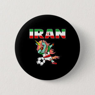 Dabbing Groene Eenhoorn Iran Voetbalfans Jersey Ir Ronde Button 5,7 Cm