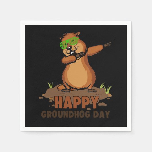 Dabbing Groundhog Lovers Happy Groundhog Day T-Shi Servet (Voorkant)