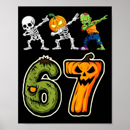 Dabbing Halloween Boys Six Seven 67 Meme Funny Kid Poster (Voorkant)