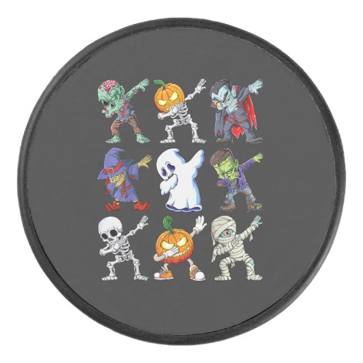 Dabbing Halloween Boys Skeleton Hockey Puck (Voorkant)