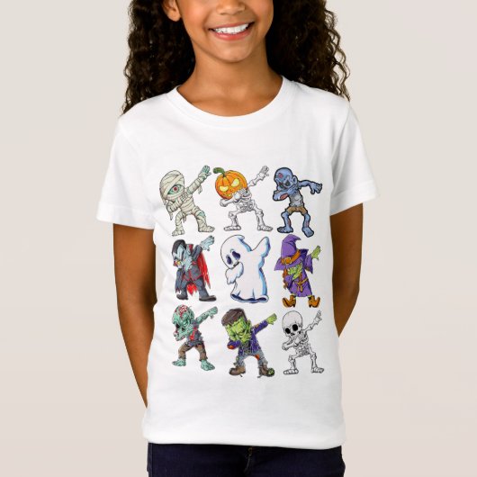 Dabbing Halloween Boys Skeleton Zombie Mummy T-shirt (Voorkant)