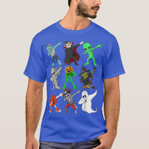 Dabbing Halloween Boys Skeleton Zombie Scary Pumpk T-shirt
