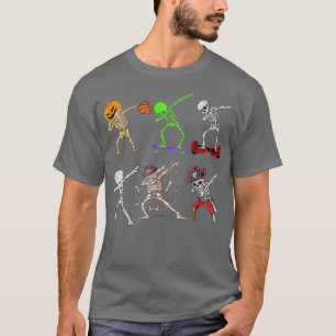 Dabbing Halloween Boys Skeleton Zombie Scary Pumpk T-shirt