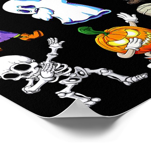 Dabbing Halloween Boys Skeleton Zombie Y Pumpkin M Poster (Hoek)