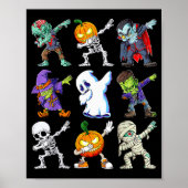 Dabbing Halloween Boys Skeleton Zombie Y Pumpkin M Poster (Voorkant)