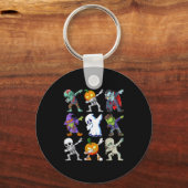 Dabbing Halloween Boys Skeleton Zombie Y Pumpkin M Sleutelhanger (Voorkant)
