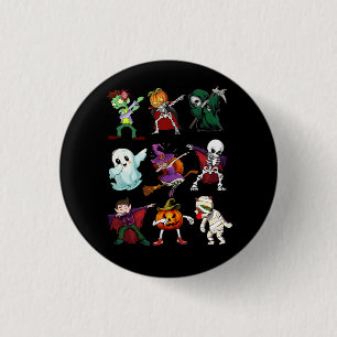 Dabbing Halloween Heks Skelet Zombie Enge Pomp Ronde Button 3,2 Cm